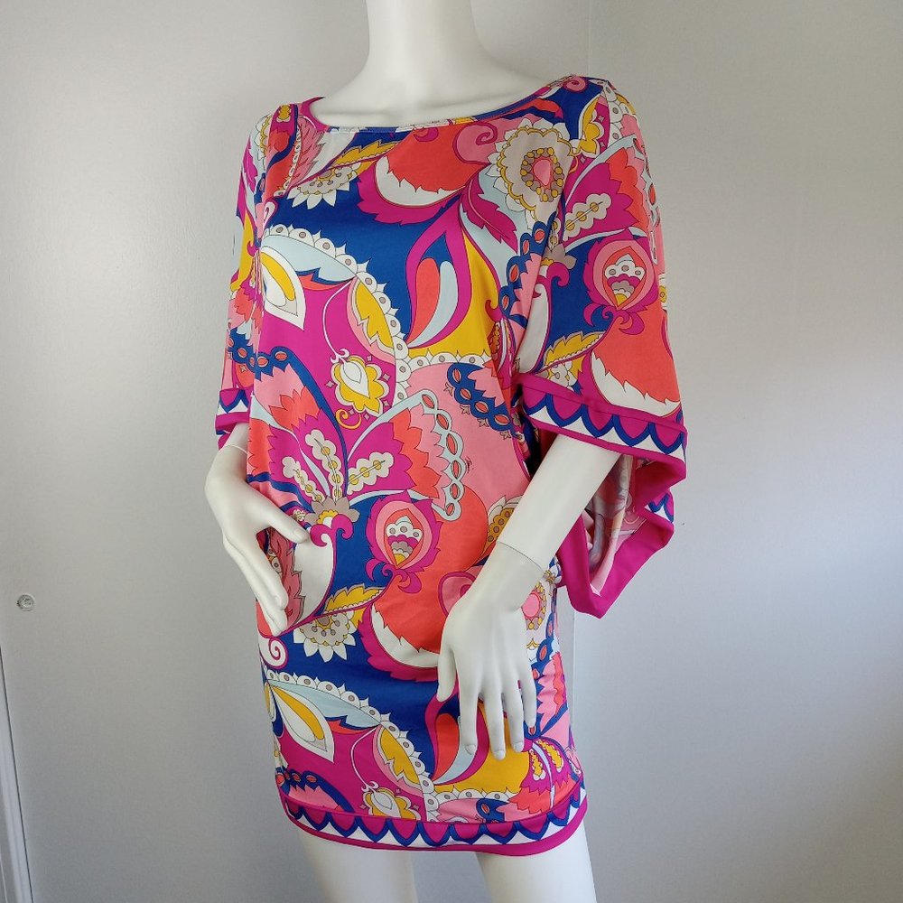 Trina Turk Tunic Top Swim Coverup Women's Size Small Pink Multi Paisley Print